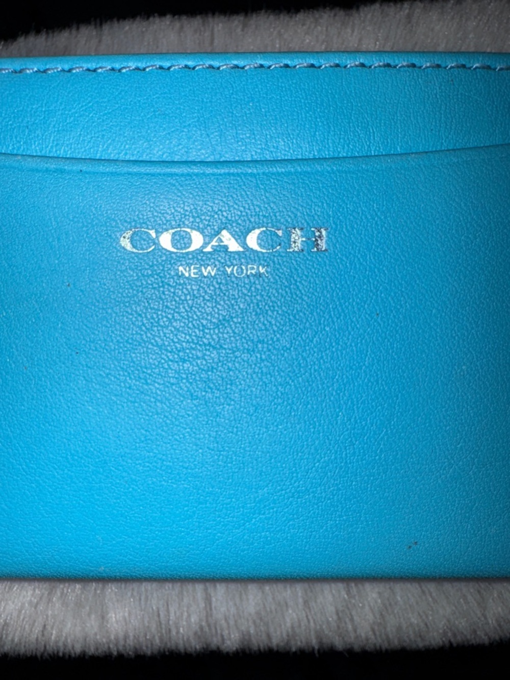Coach Blue Leather Card Case with silver Logo